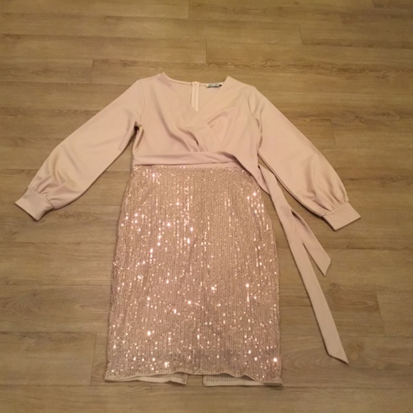 NWT Grace Karin Champagne Sequin Cocktail Party Dress Size Medium - Picture 5 of 7